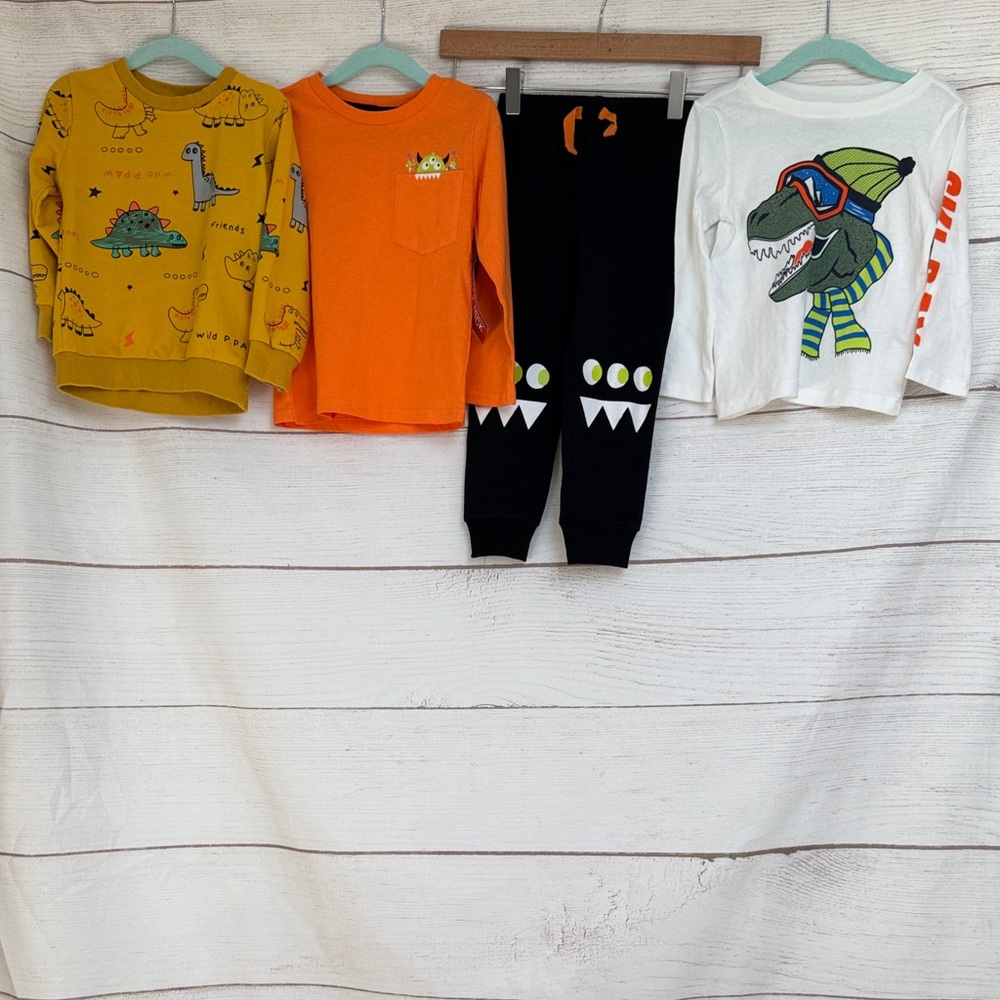 Bundle of 4 Boys Kids Dinosaur Themed shirts pants 2T Alex & Jack Maximus Rex